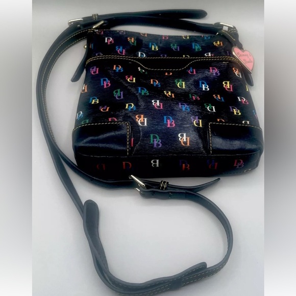 DOONEY & BOURKE Black Multicolored Rainbow DB Signature Letter Carrier Crossbody - Picture 7 of 16